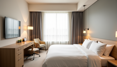 Un hôtel simple conçu pour un hébergement rapide et sans superflu.